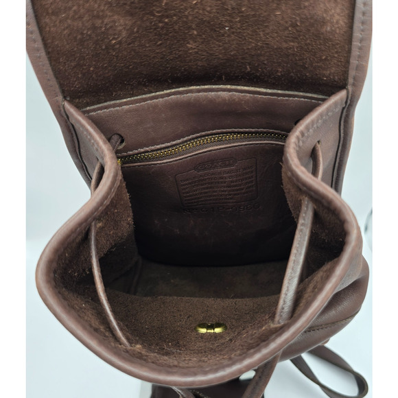 Coach 9960 Vintage Brown Leather Daypack Backpack Turn lock Drawstring & Wallet - Picture 5 of 16